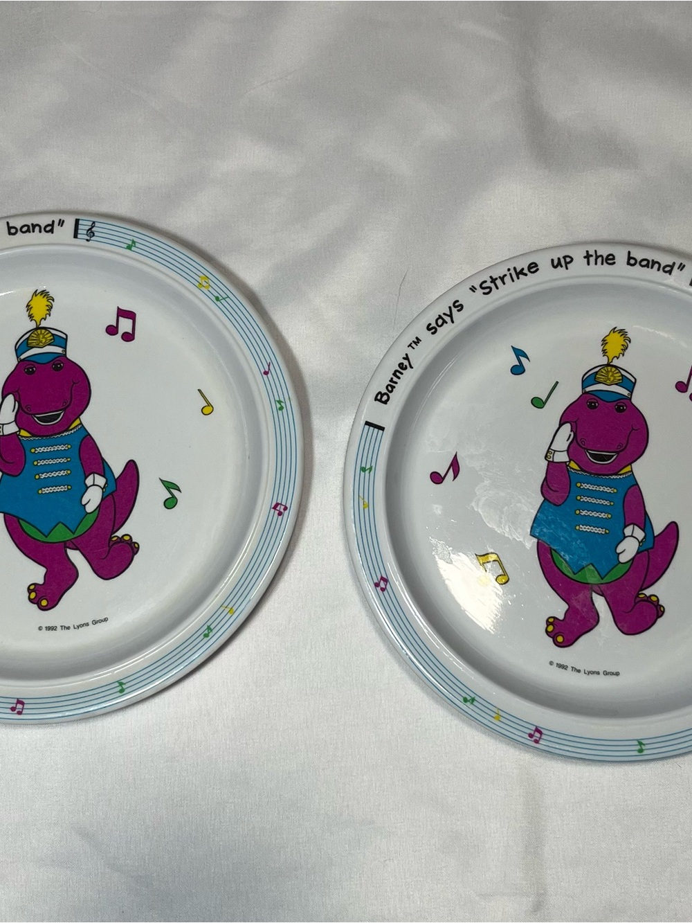 Vintage 90s Barney Says “Strike Up the Band” Children’s Plates Selandia Lyons